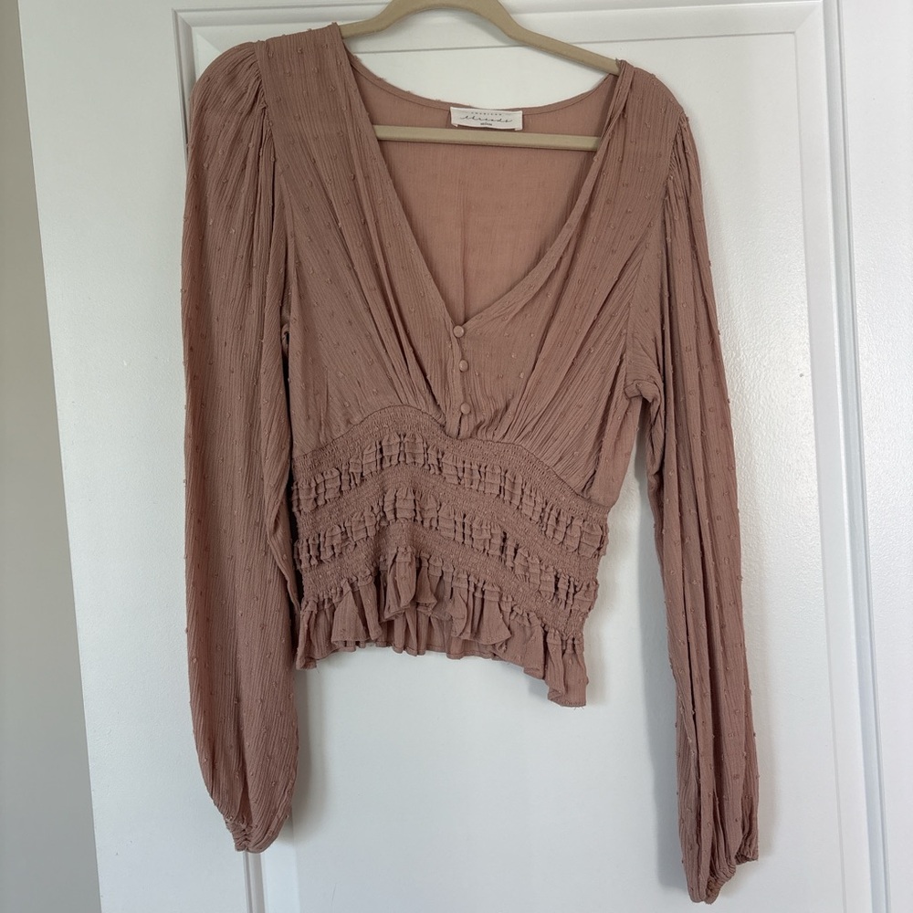 American Threads Dusty Rose V-Neck Blouse
